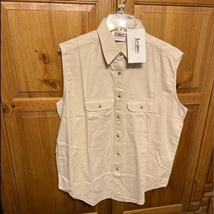 Womens sleeveless tan colored blouse by Lexicco New York size XL !